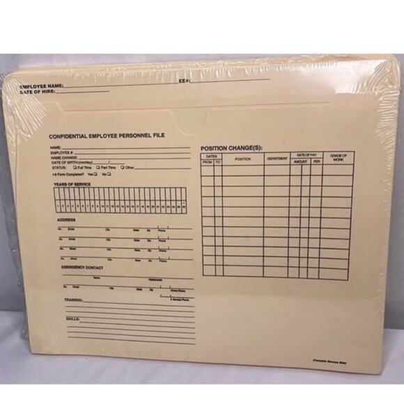 13 Employee Record Folders - ADA Compliant, Preprinted for HR & Payroll Use - Picture 1 of 10